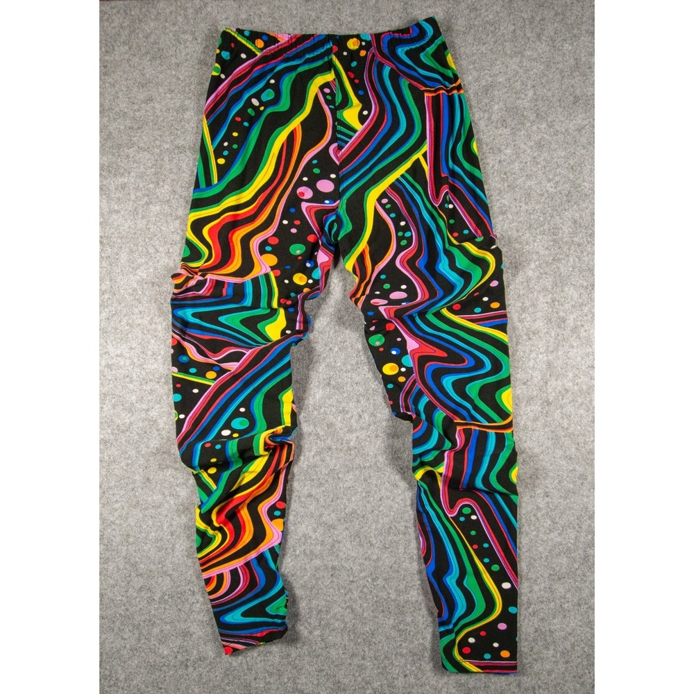 ALWAYS Super Soft Printed Leggings One Size Neon Psychedelic Groovy Retro Wave D